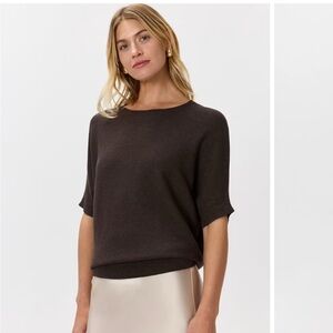 Quince Lightweight Cotton Cashmere Link-Stitch Dolman Sweater